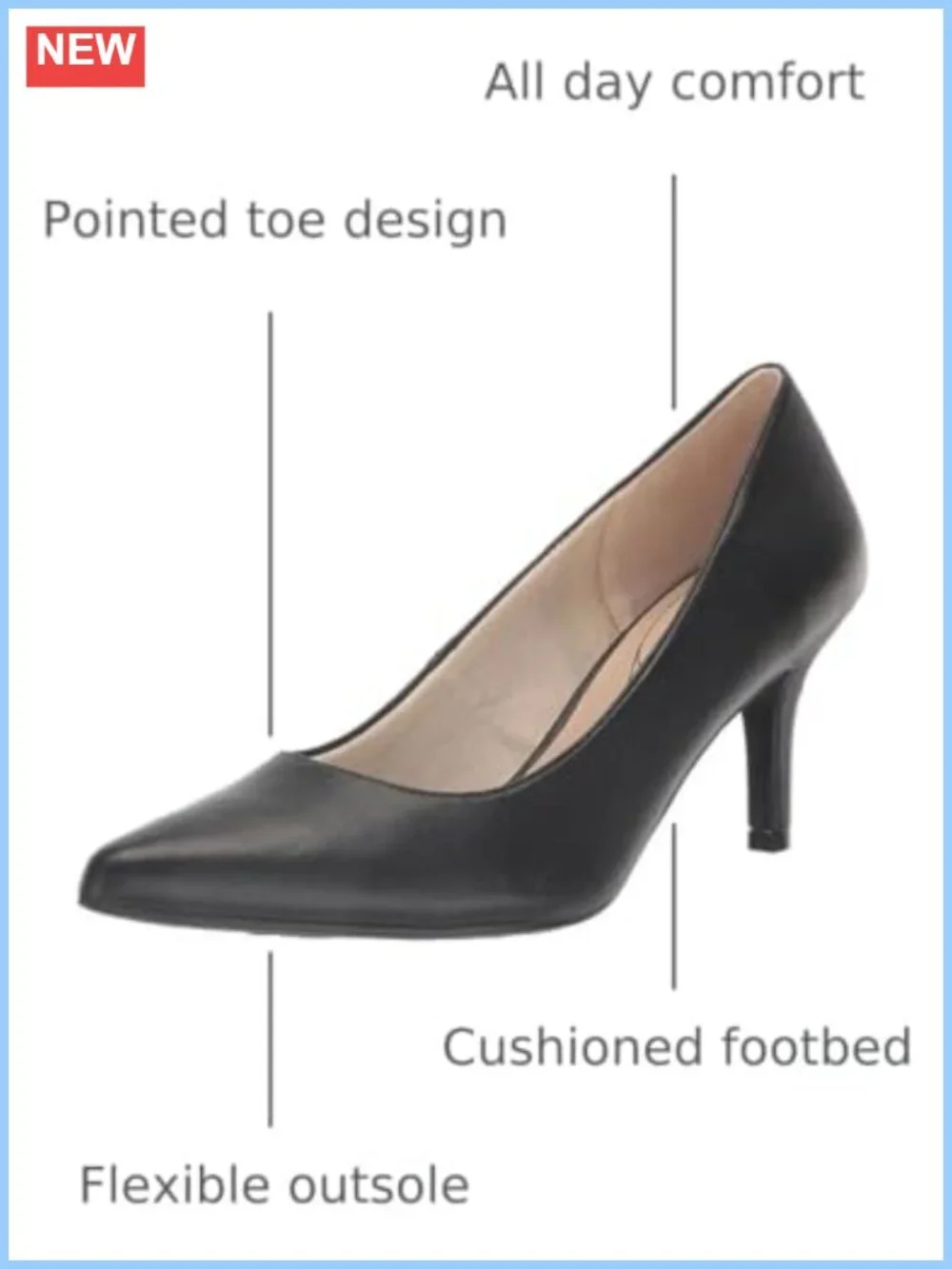 LifeStride Sevyn Pointed Toe Stiletto Heel Pump Women's Slip On PU